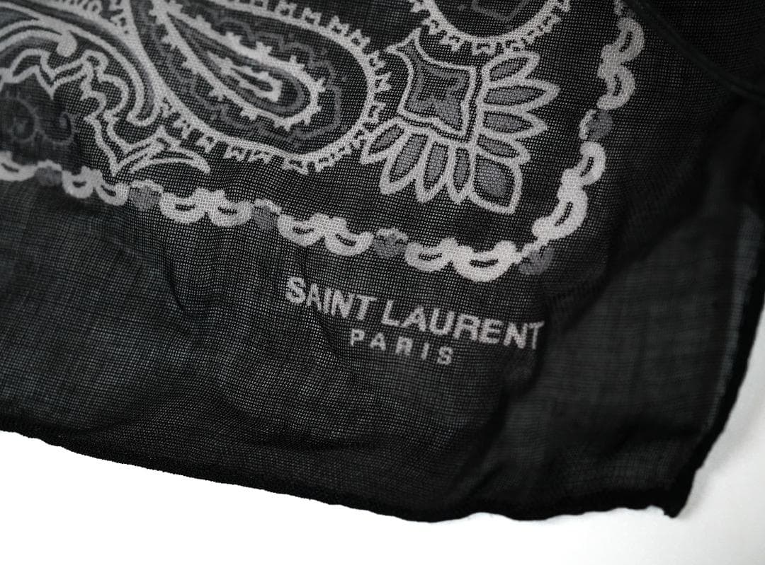 2014 エディ期 サンローランパリ バンダナ カシミア シルク スカーフ