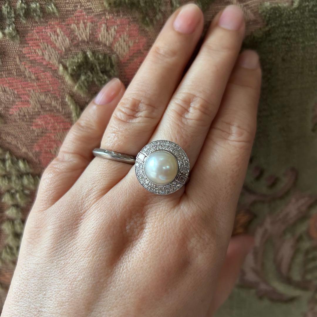 昭和初期 pm900 白蝶パール ダイヤモンド 昭和レトロ 指輪 リング
