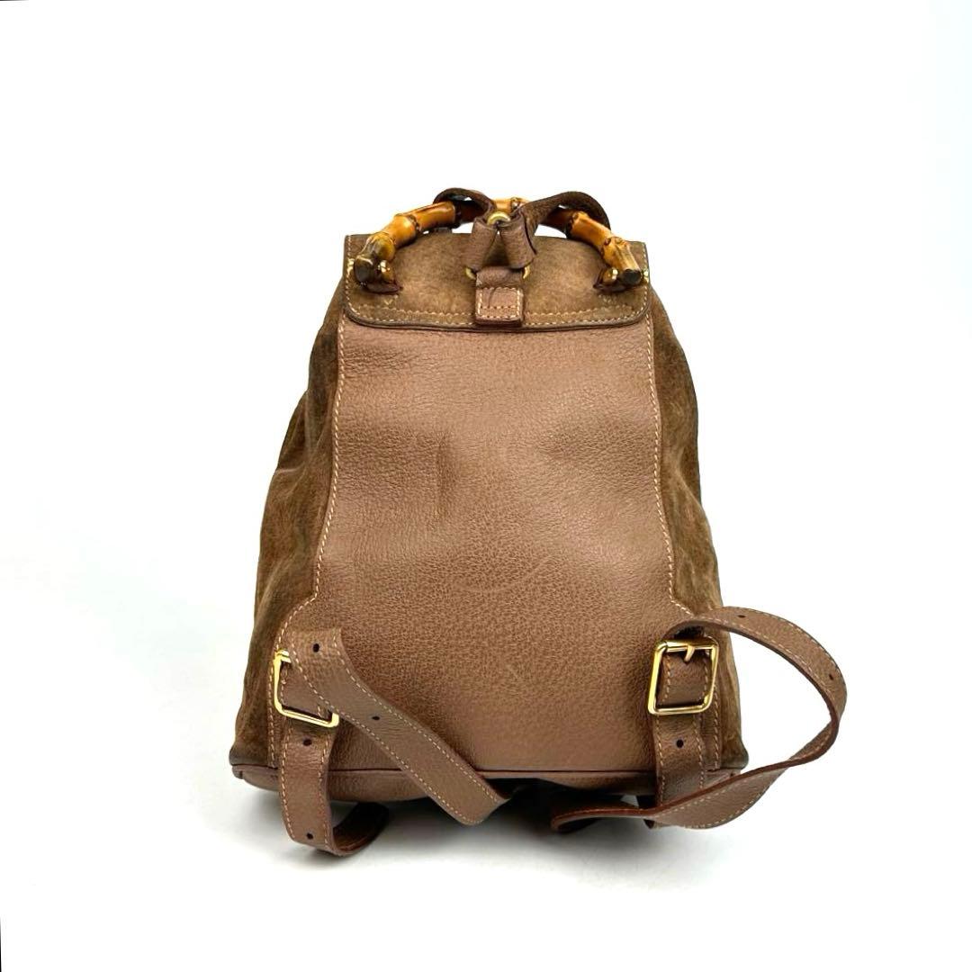 美品】グッチ バンブー バックパック レザー スエード ゴールド金具