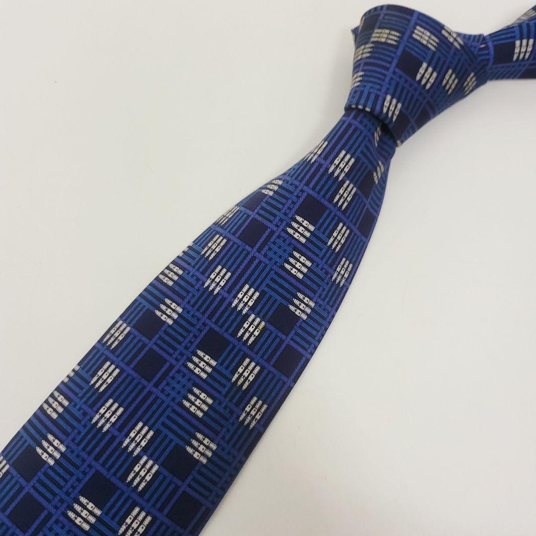 HERMES エルメス ネクタイ チェック ネイビー - メルカリ