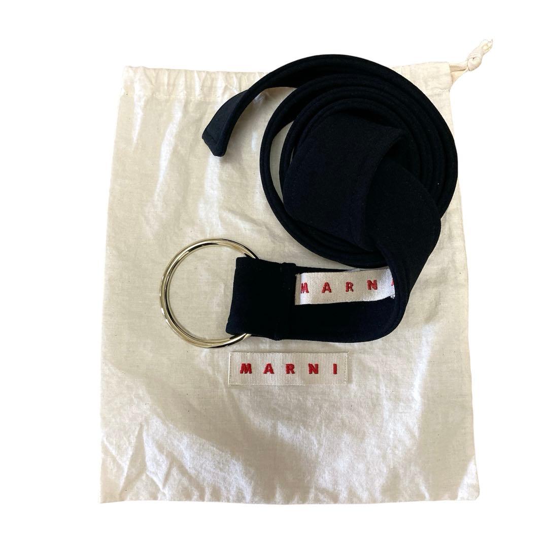 MARNI 黒 ストレッチベルト リングバックル - メルカリ