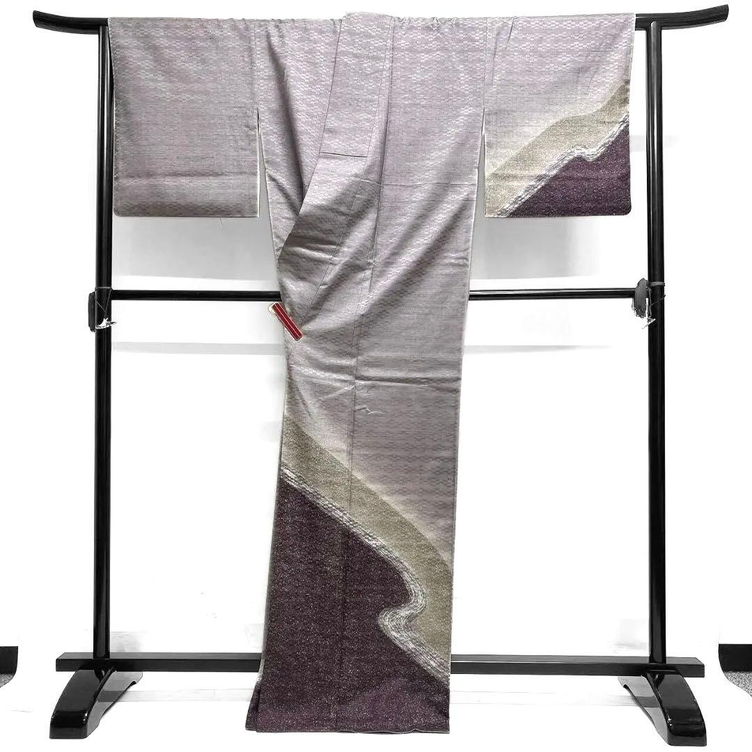 紬地 たたき染め 流線 付け下げ 着物 024a p - メルカリ