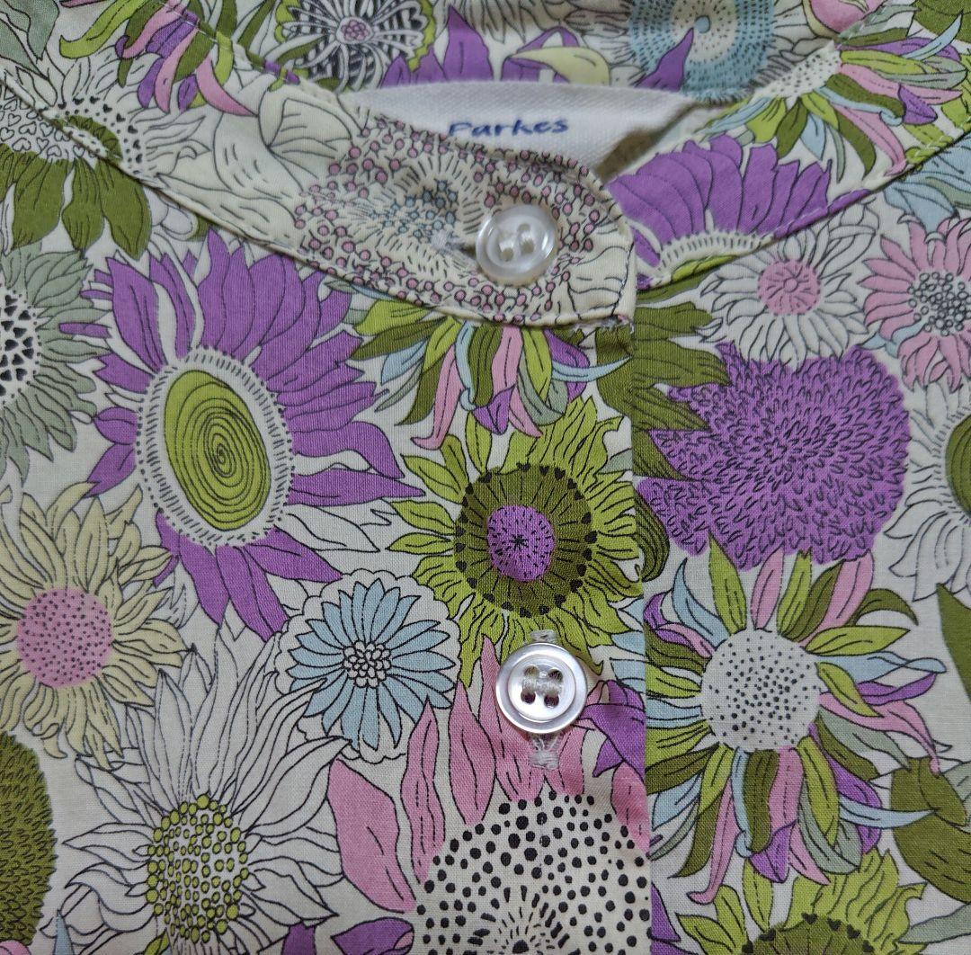 キラキラ様Parkesリバティ タナローン バンドカラー タック ワンピース