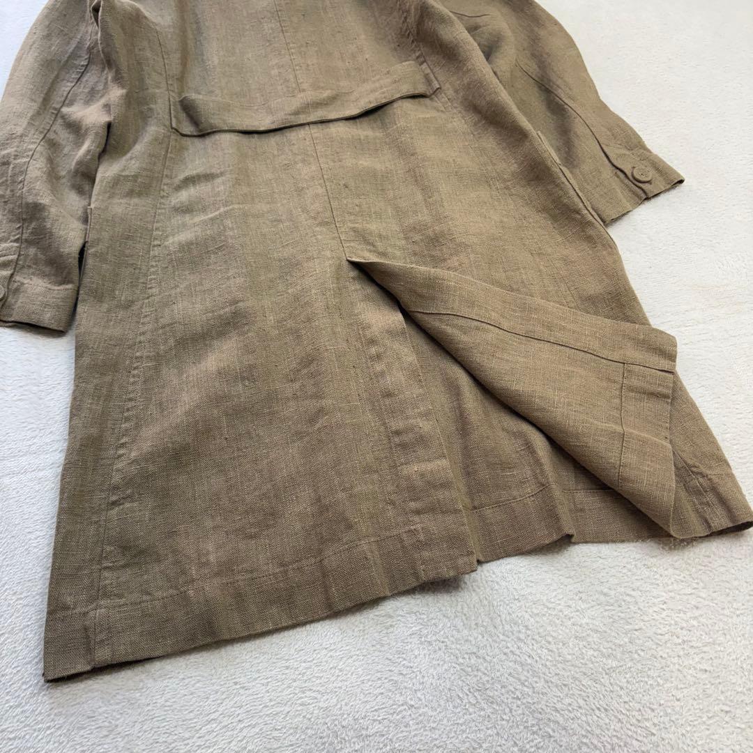 美品✨リネン100%】フォグリネンワーク バックリボン ロングコート M