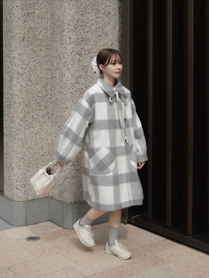 moi tytto【取り外しリボン付き】シャギーミディ丈コート - メルカリ