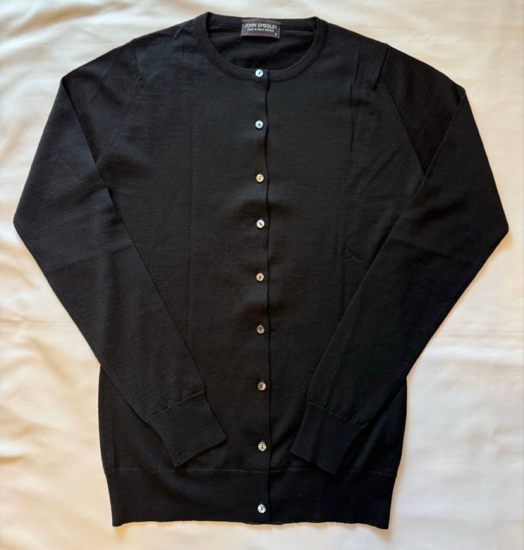 ジョンスメドレー メリノウール アンサンブル 黒 S カーディガン、ニット JOHN SMEDLEY（ジョンスメドレー） ニット カーディガン ROSE ローゼ