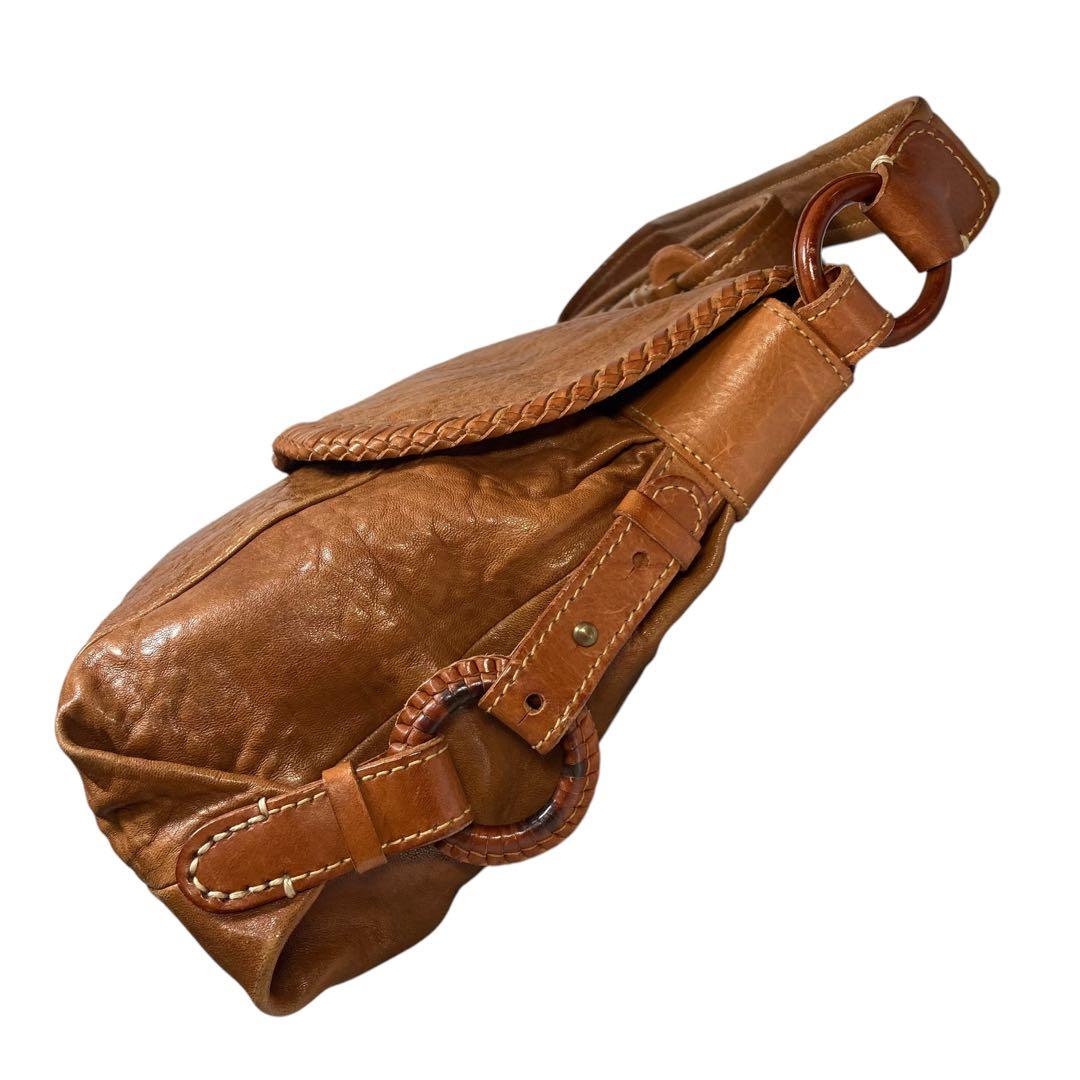 genten ウールシープ本革 メッセンジャーバッグ クロスボディ 飴色