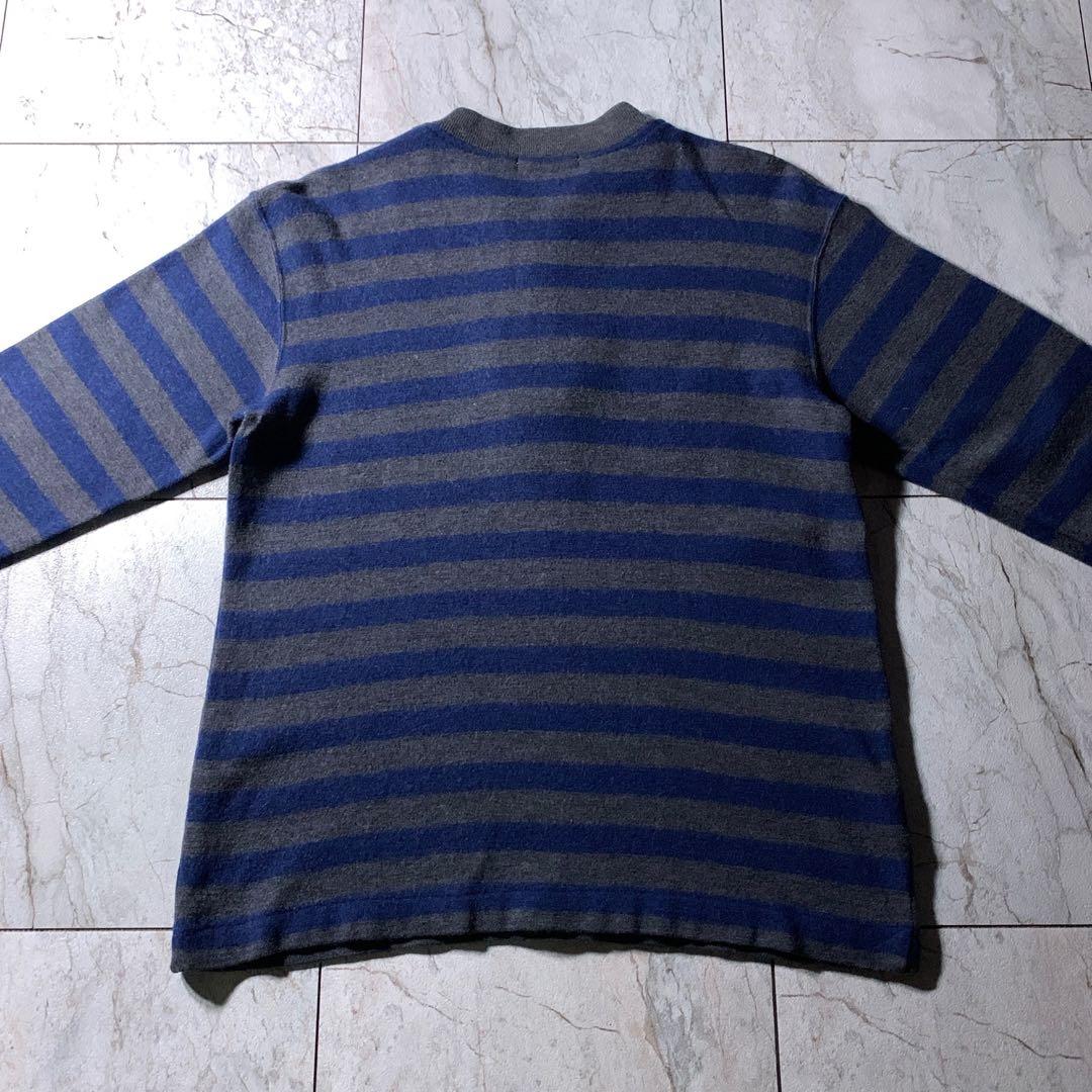 80s〜 ISSEY MIYAKE ハーフジップ ウール 短丈 ニット ボーダー