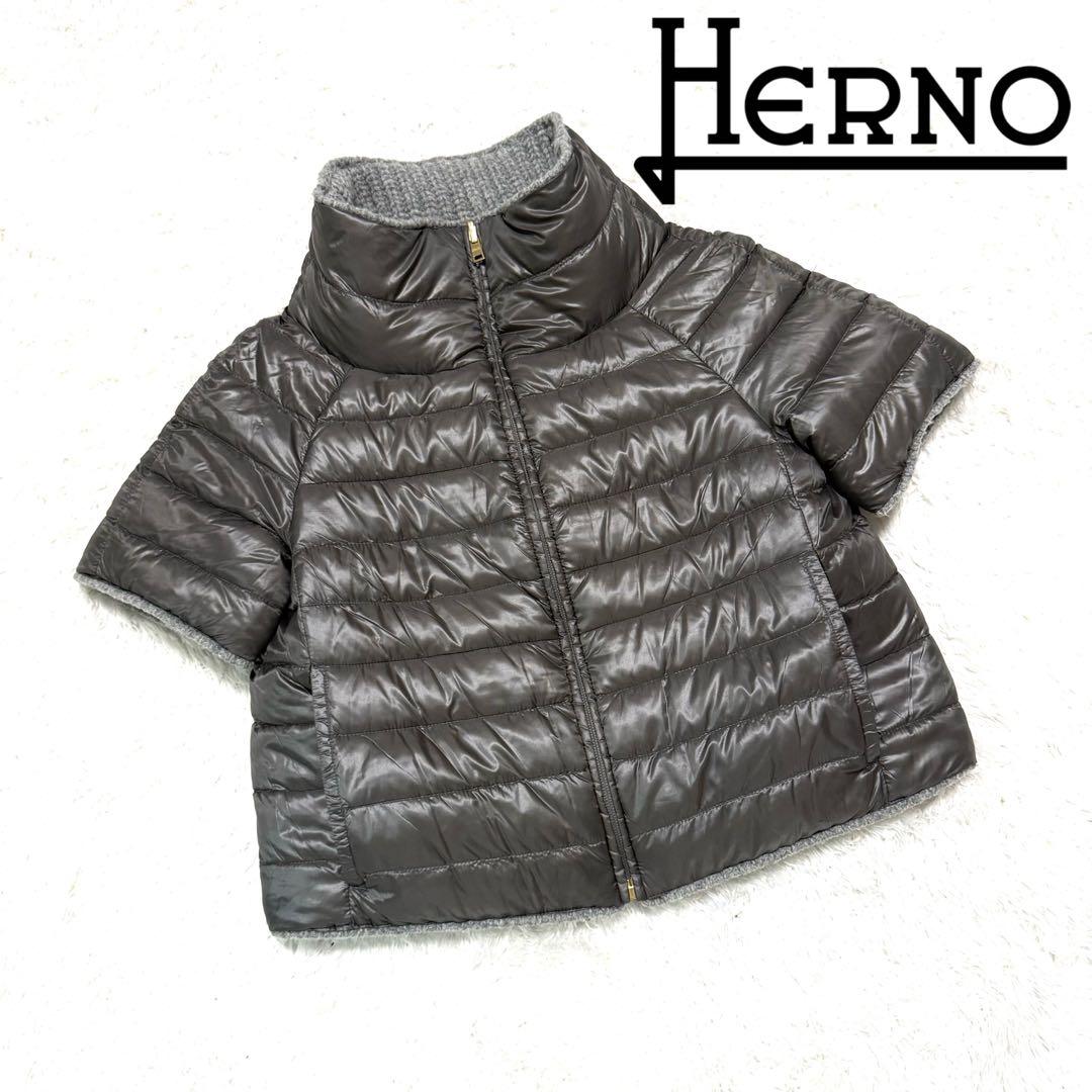 美品✨HERNO　リバーシブルショートスリーブニットダウン 42 グレー 7651202227.jpg