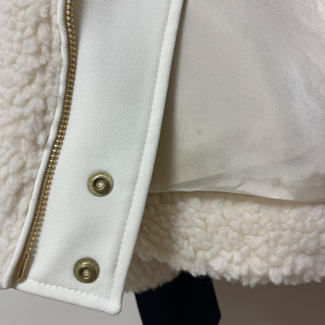 クルニ アウター ボアジャケット ブルゾン MA1 ウール 2 白系 金ジップ