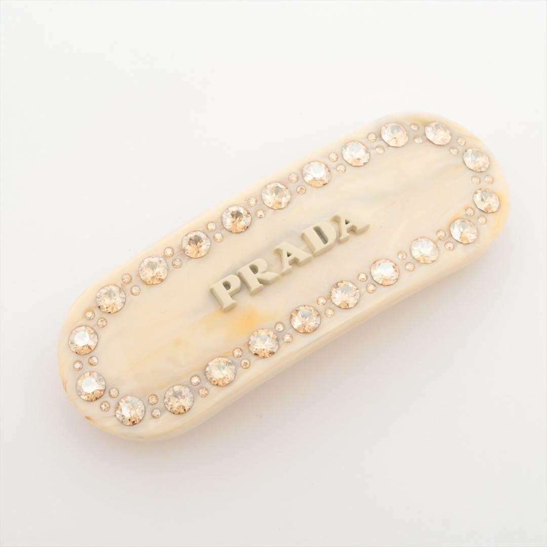 PRADA プレックス　ヘアバレッタ　ベージュ　ビジュー　プラダ　ヘアクリップ プラダ PRADA レディース バレッタ プレックス ヘア クリップ ヘアピン