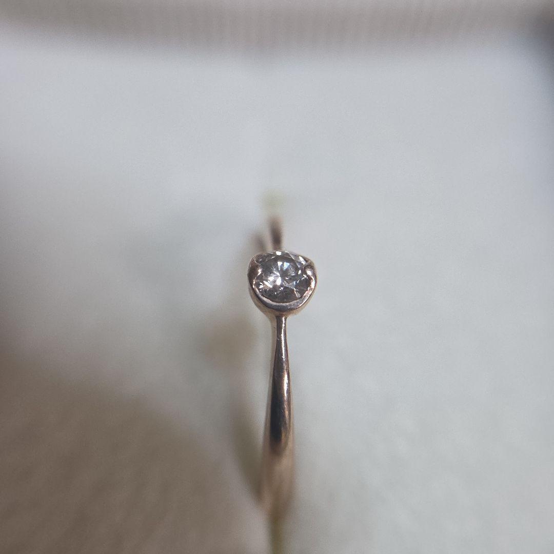 K10PG 1粒 ダイヤ 0.1ct リング