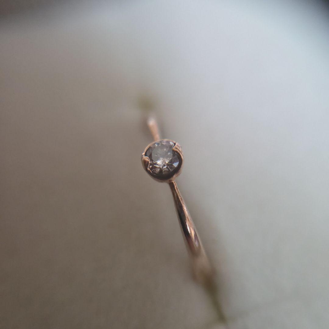 K10PG 1粒 ダイヤ 0.1ct リング