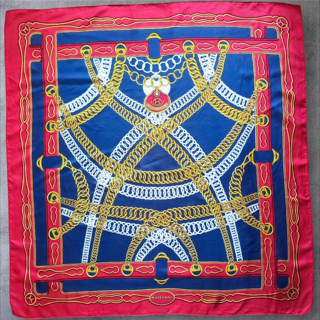 極美品】HERMESエルメスカレ90 MAILLONSマイヨンレッドネイビー - メルカリ