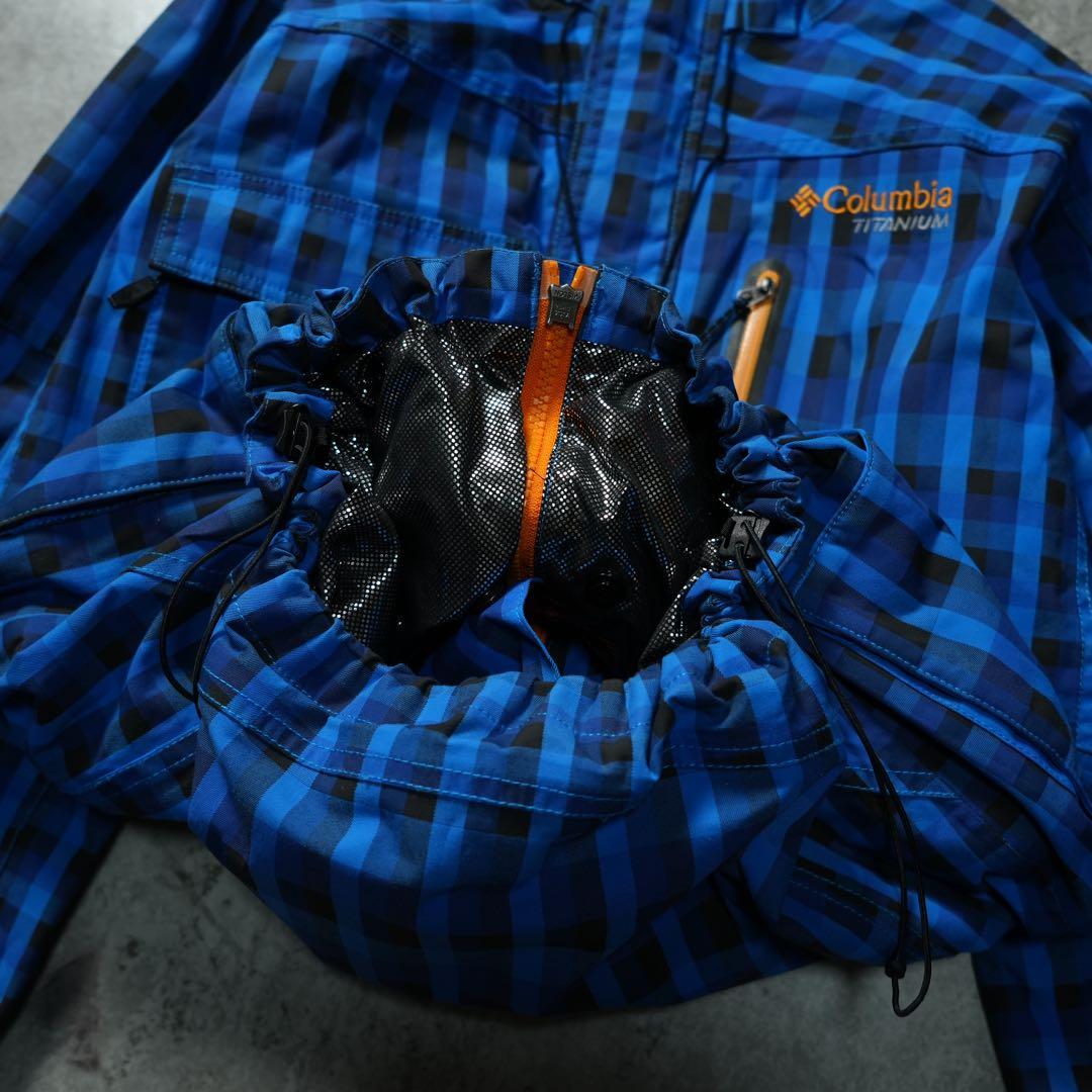00s Columbia shell jacket 短丈 チェック柄 テック系