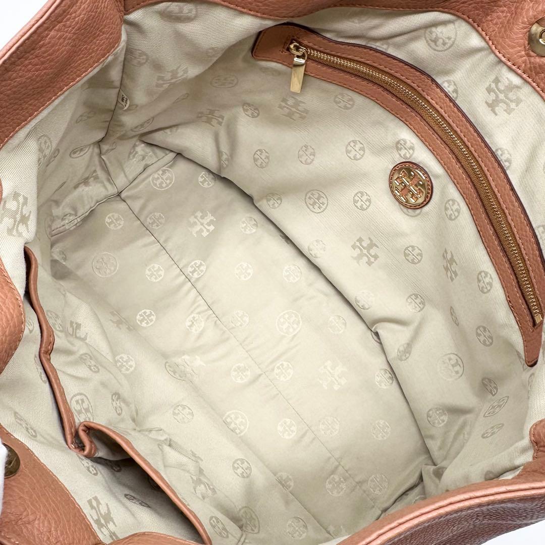 極美品✨トリーバーチ トートバッグ しぼ革 ボンボンチャーム ブラウン