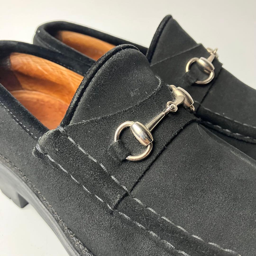 美品】GUCCI ラグソール スクエアトゥ ホースビットローファー 22.5黒