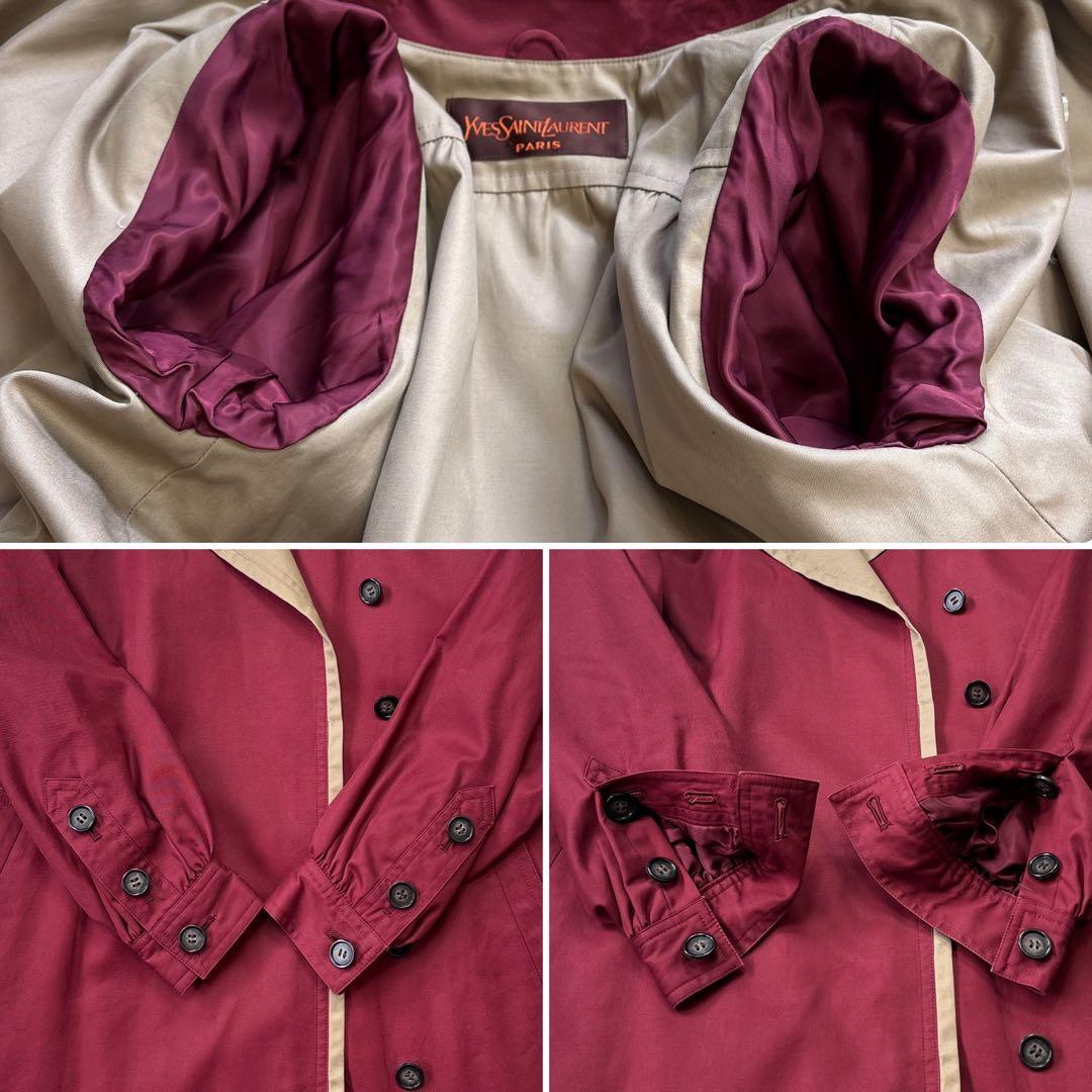 希少☆美品【イヴサンローラン】バイカラー ワインレッド×ベージュ