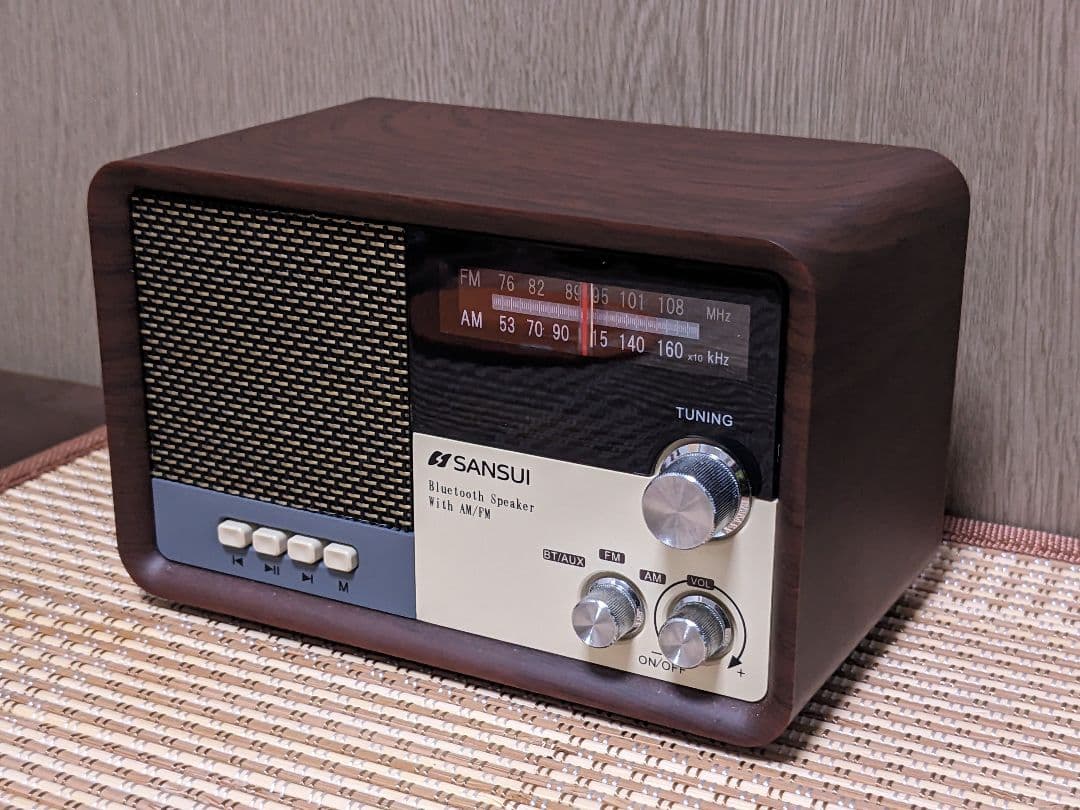 SANSUI MSR-1 (WD) ラジオスピーカー（ACアダプター付き） Amazon.co.jp: サンスイ Bluetoothスピーカー AM/FMラジオ付き ウッド