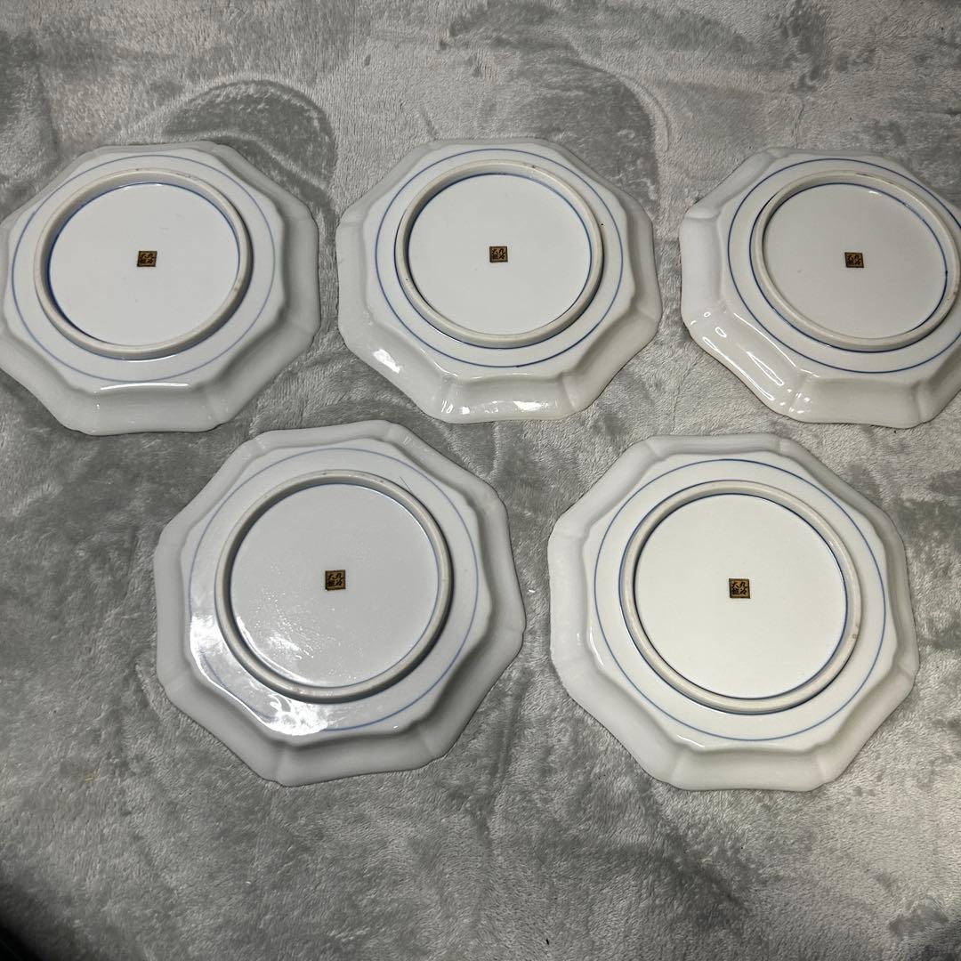 九谷焼 大雅 八角皿 5枚セット 古九谷花鳥 中皿 銘々皿 取皿