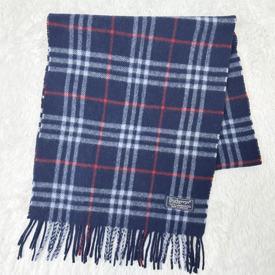 Burberr y バーバリー マフラー ノバチェック ラムウール ネイビー