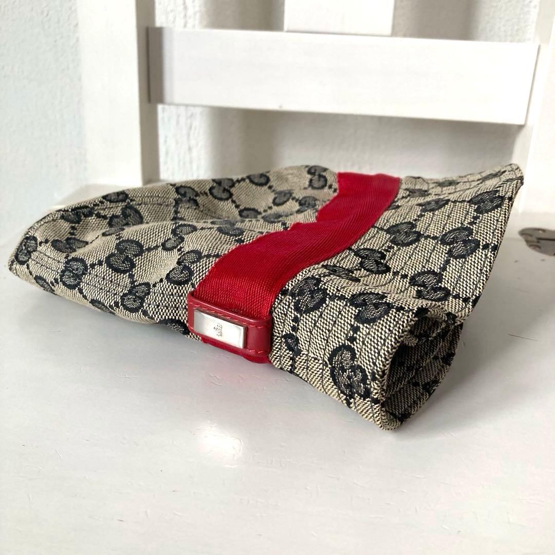 GUCCI グッチ バケットハット L キャンバス 赤 リボン GGパターン