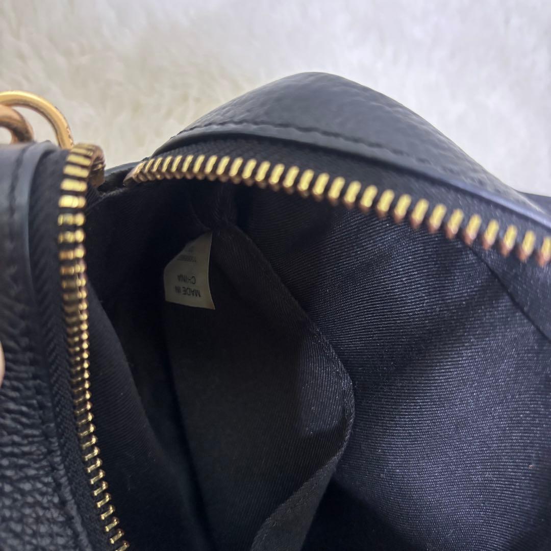 未使用級】Tory Burch ブラック レザーショルダーバッグ カメラ 2層