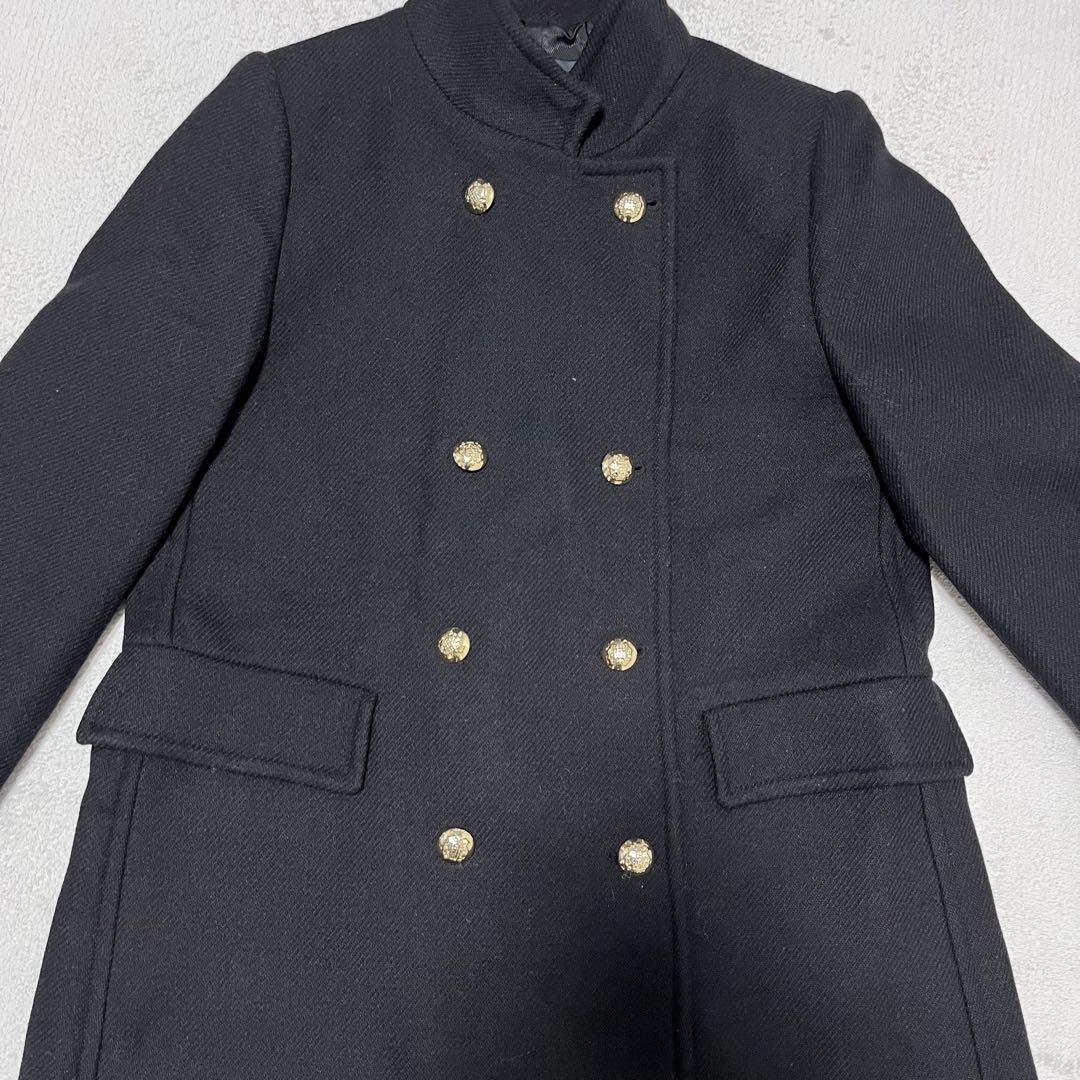 ZARA ナポレオンコート ブラック 金ボタン ウール ロング L ダブル 黒