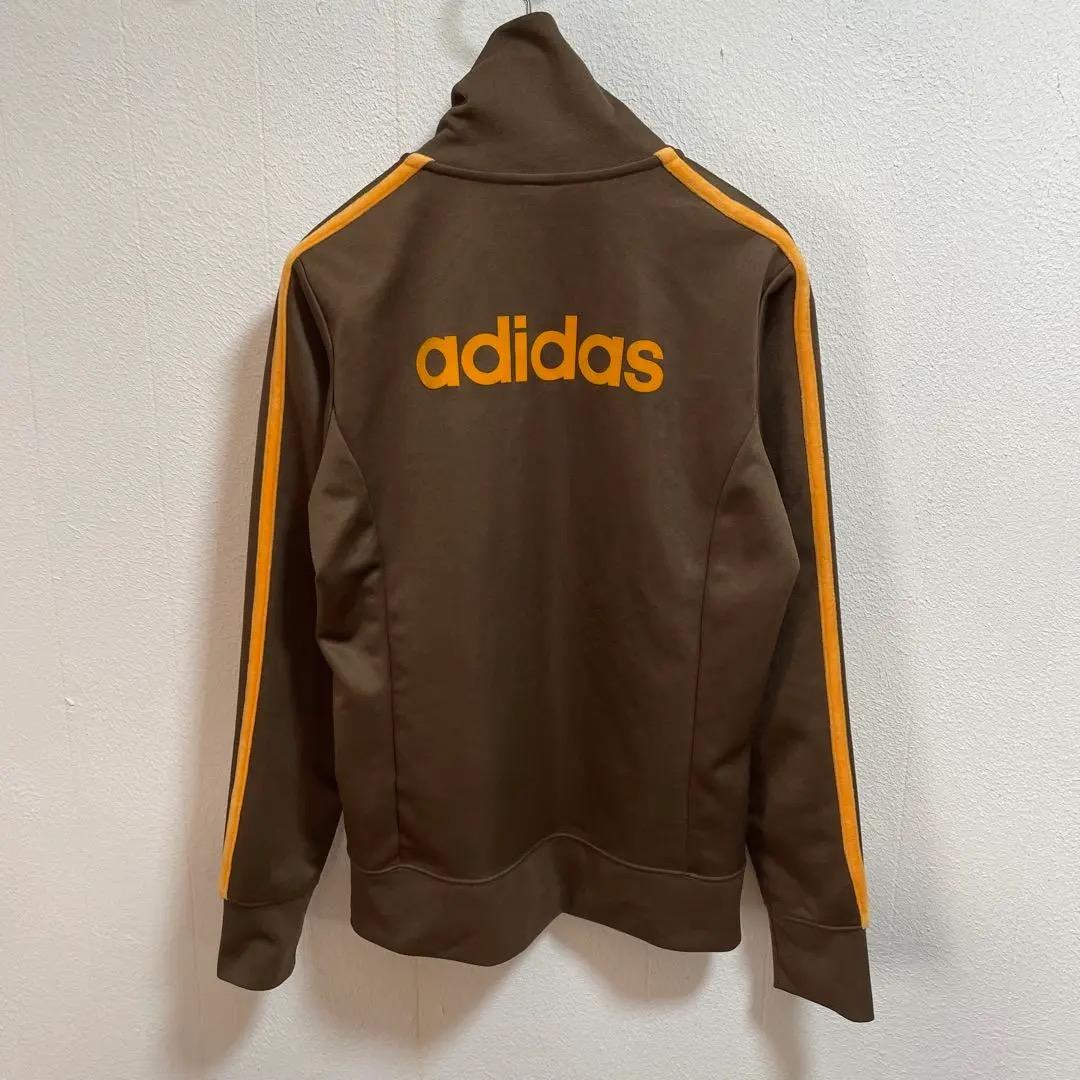 可愛い配色 アディダス トラックジャケット ブラウン×オレンジ ベロア