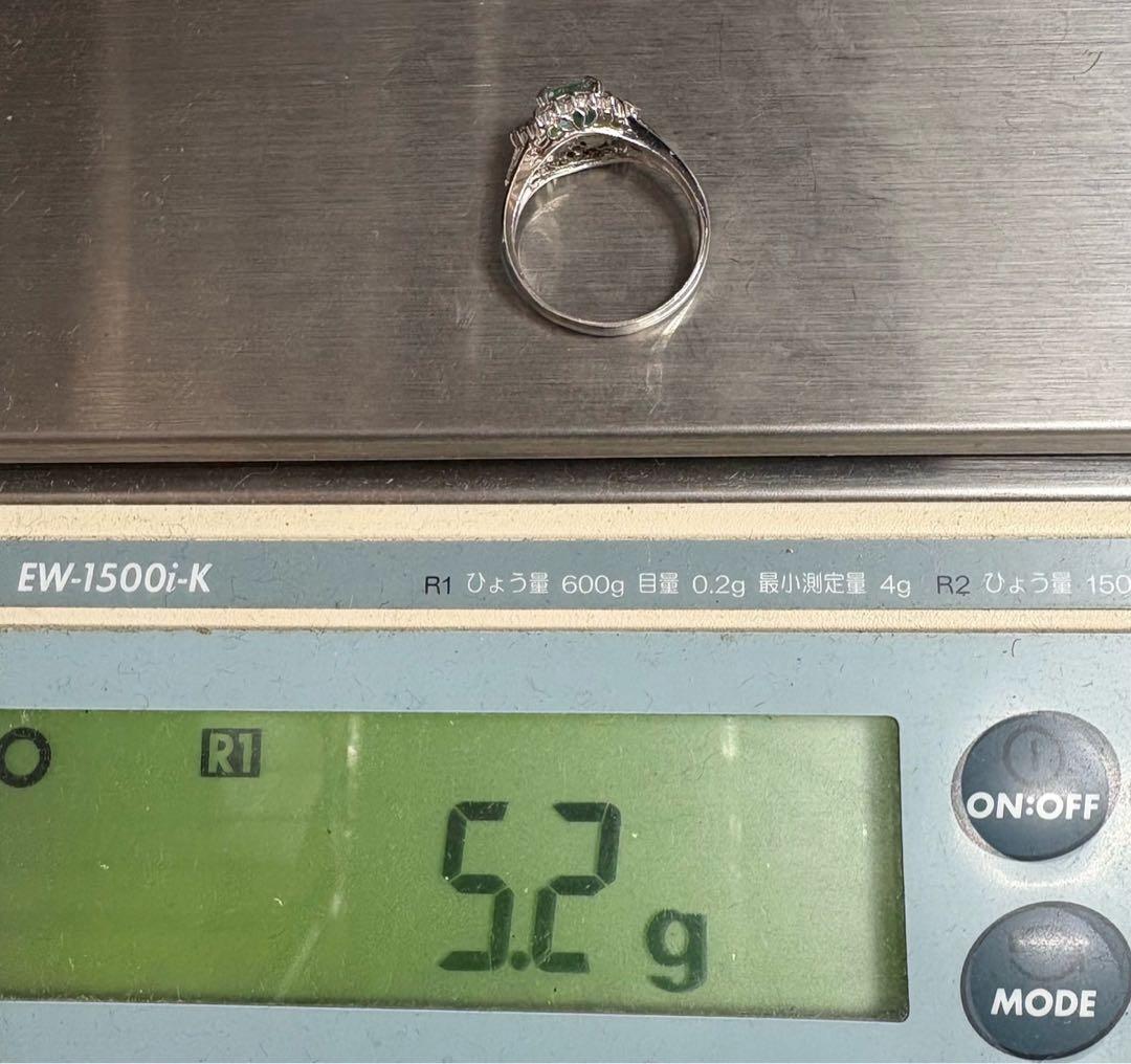 【PT900/リング】指輪 5.2g エメラルド1ct ダイヤアクセサリー