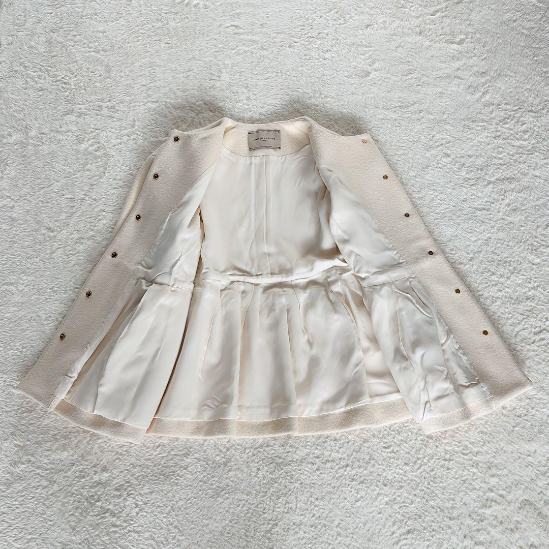 美品✨【ユナイテッドアローズ】ペプラムショートコート アイボリー