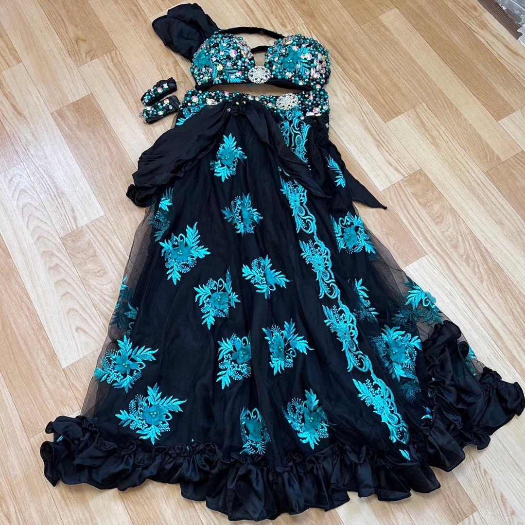 ベリーダンス衣装　黒緑 キッズベリーダンス衣装【全4色】kds0703 - ベリーダンス衣装