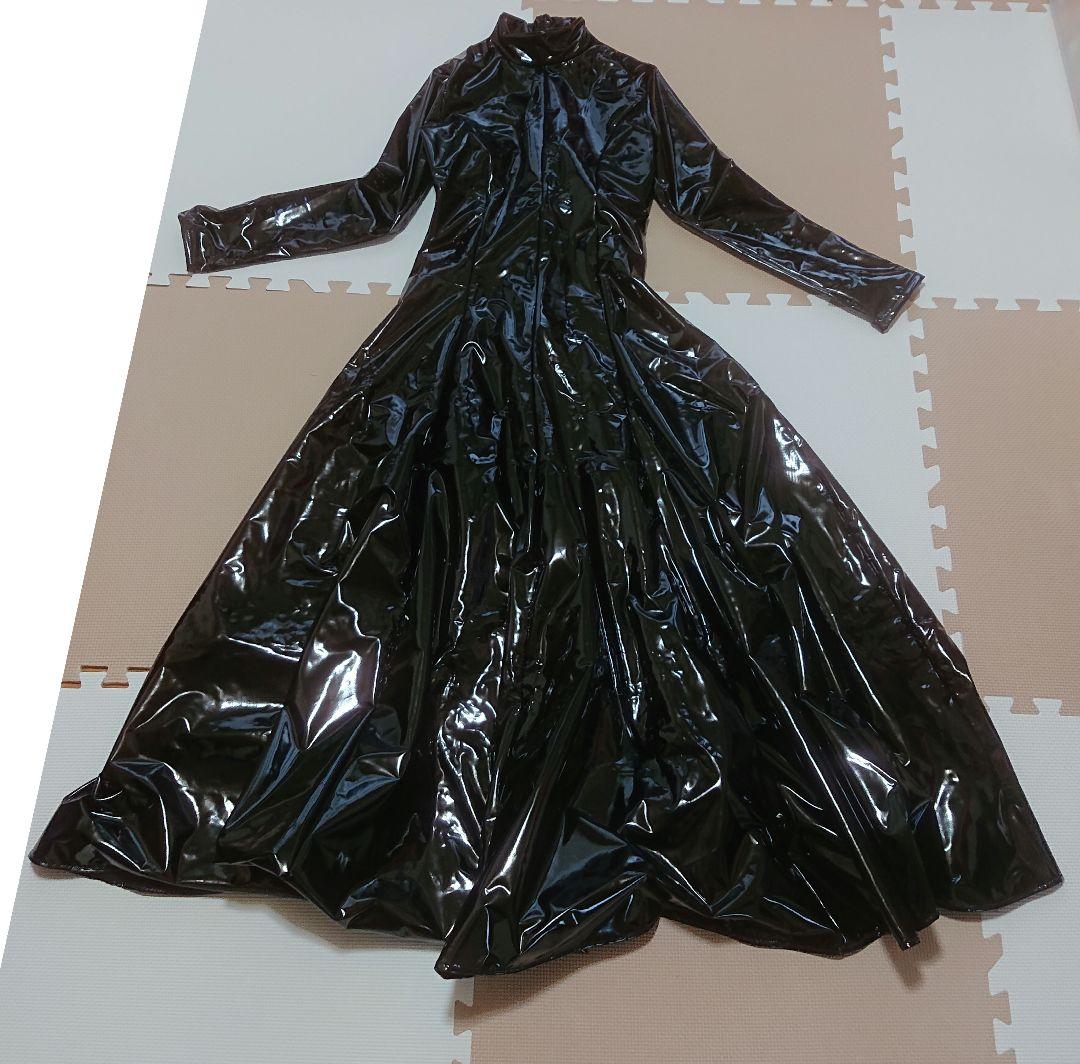 ロングドレス レディースL マキシドレスコスプレ衣装エナメル光沢PVC女