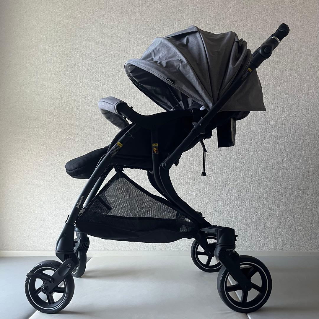 極美品】pigeon ランフィRBアップ グレー ベビーカー - メルカリ