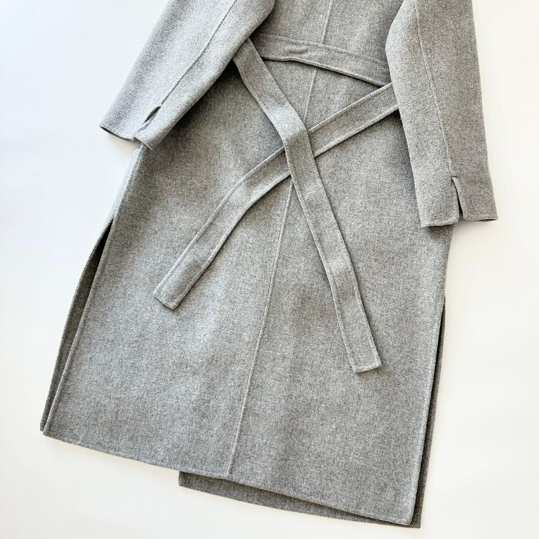 スピックアンドスパン ビーバーフォールドラペルコート ロング グレー