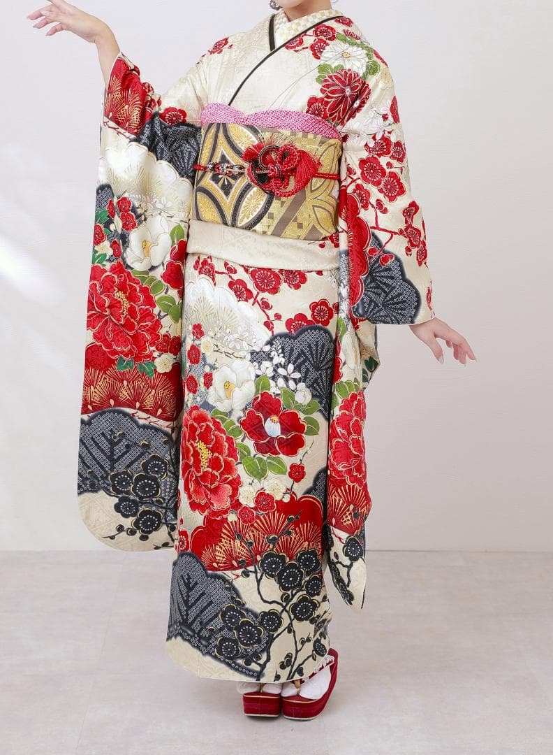 ≪美品≫正絹　振袖9点フルセット【877】【150cm~160cmの方用】 仕立て付き 正絹振袖 フルセット32点 f-626 水色 ワントーンコーデ 絹