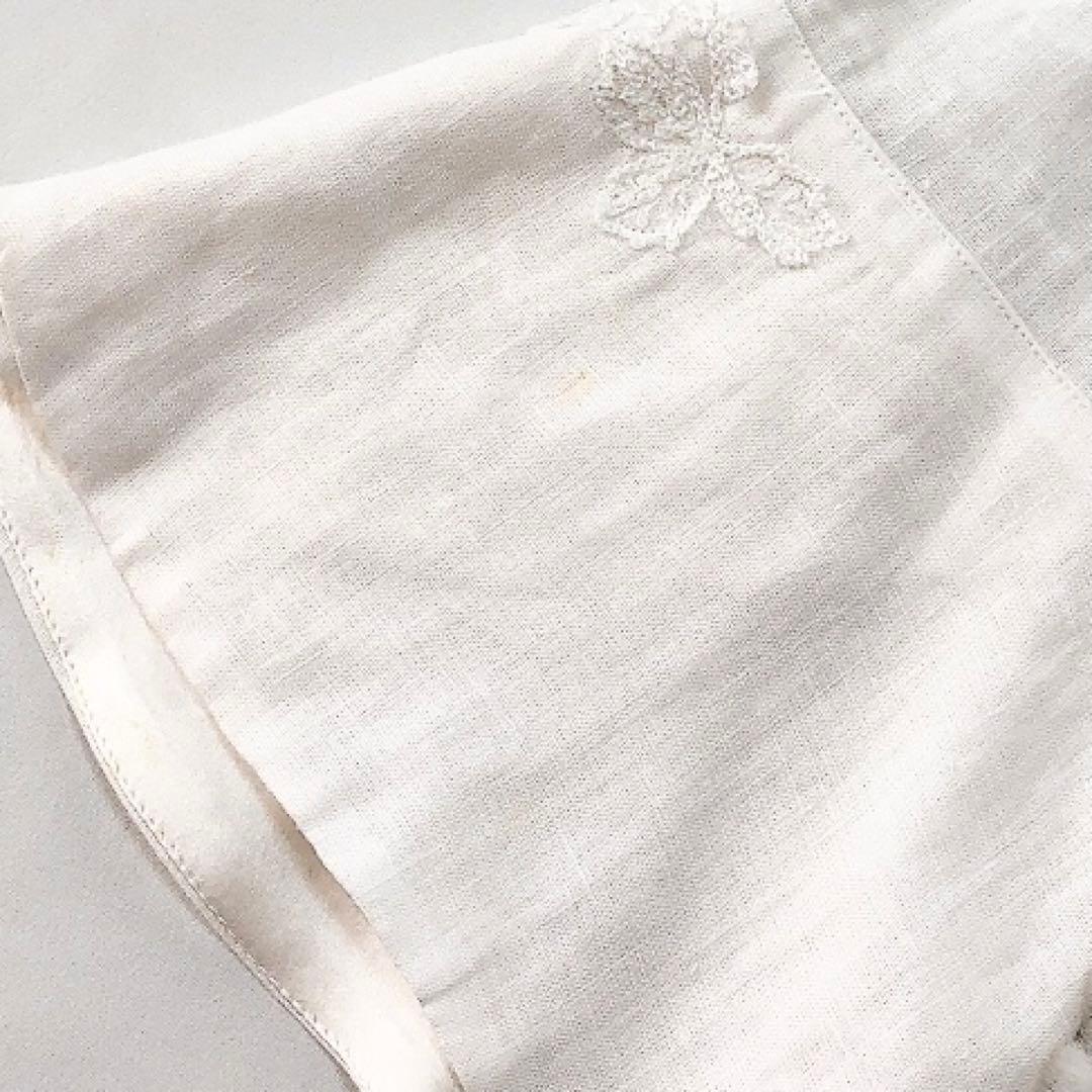 エルマンノシェルビーノ*リネン100% レースブラウス フリル ホワイト