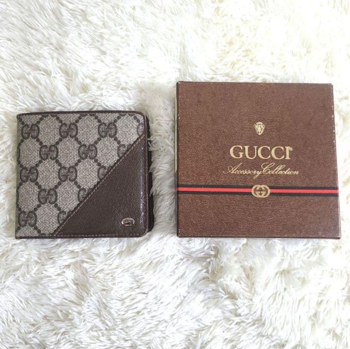 GUCCI グッチ 二つ折り財布 GG柄 オールドグッチ PVC 総柄 - メルカリ