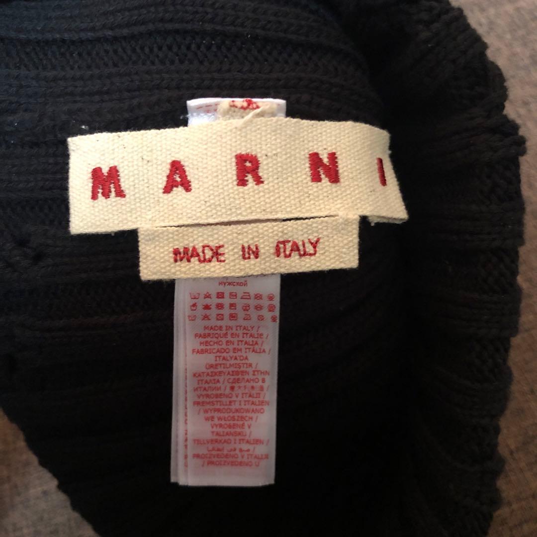 マルニ MARNI ダメージ加工 ニット帽 ブラック ビーニー - メルカリ