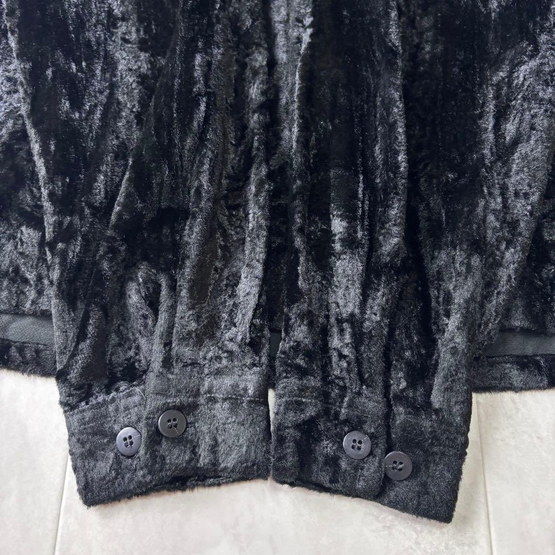 超希少】クリームソーダ レーヨン100% 別珍 開襟シャツ オールブラック