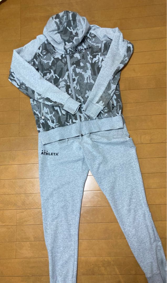 【美品】ATHLETA ジャージ 上下セット グレー迷彩 Oサイズ L】ATHLETA アスレタ O-rei セットアップ ジャージ カモフラ グレー