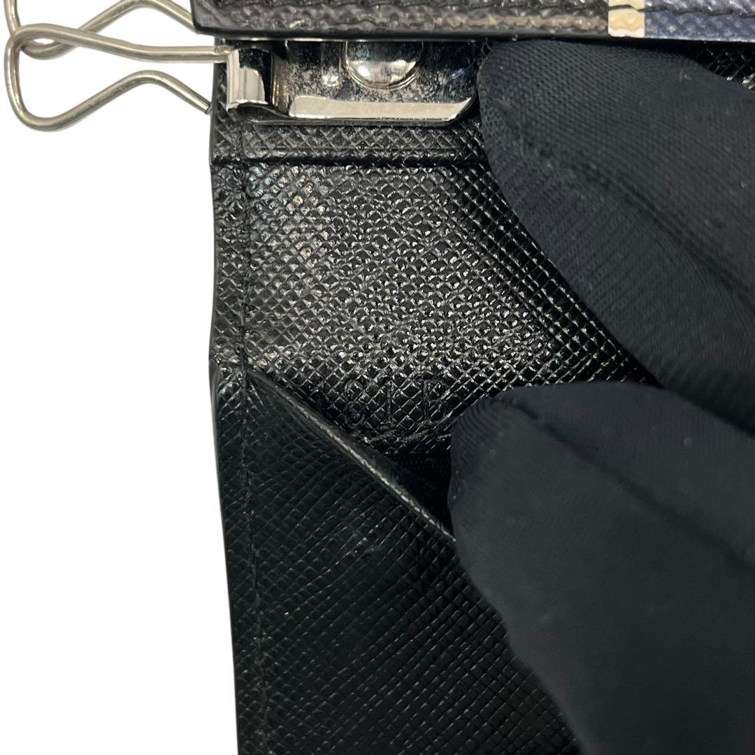 希少✨プラダ キーケース 6連 サフィアーノレザー PVC 三角ロゴ 黒 青