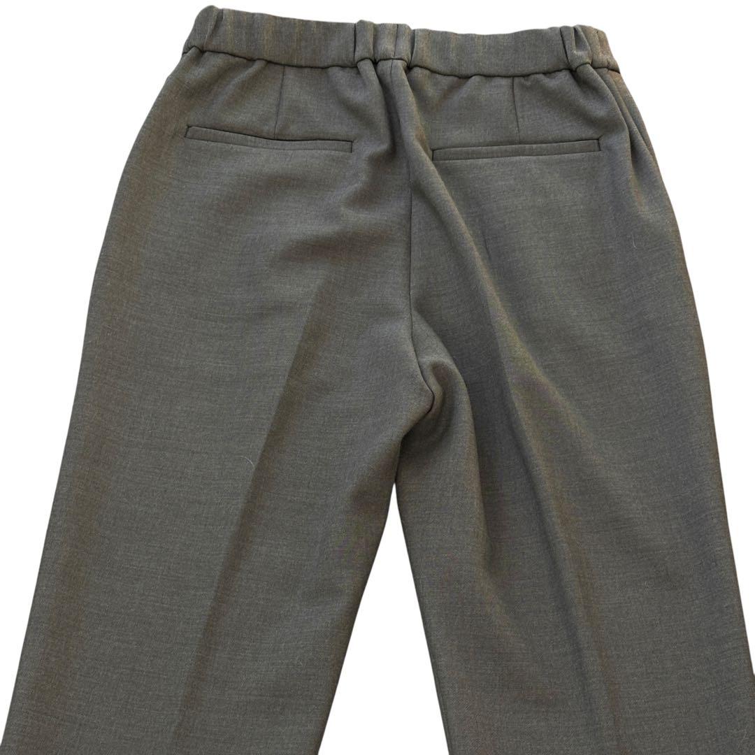 極美品 グリーンレーベル ノーカラー パンツスーツ38 グレー 洗える