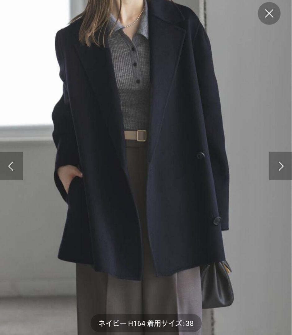 NOBLE Super160sチェスターミドルコート ネイビー 38 - メルカリ