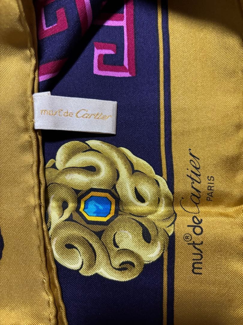 must de Cartier シルク大判スカーフ カルティエ龍グリーン総柄 - メルカリ