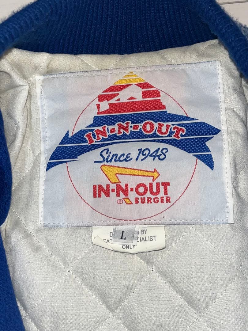 In-N-Out スタジャン 青・白 袖レザー 刺繍2000年代〜2010年代