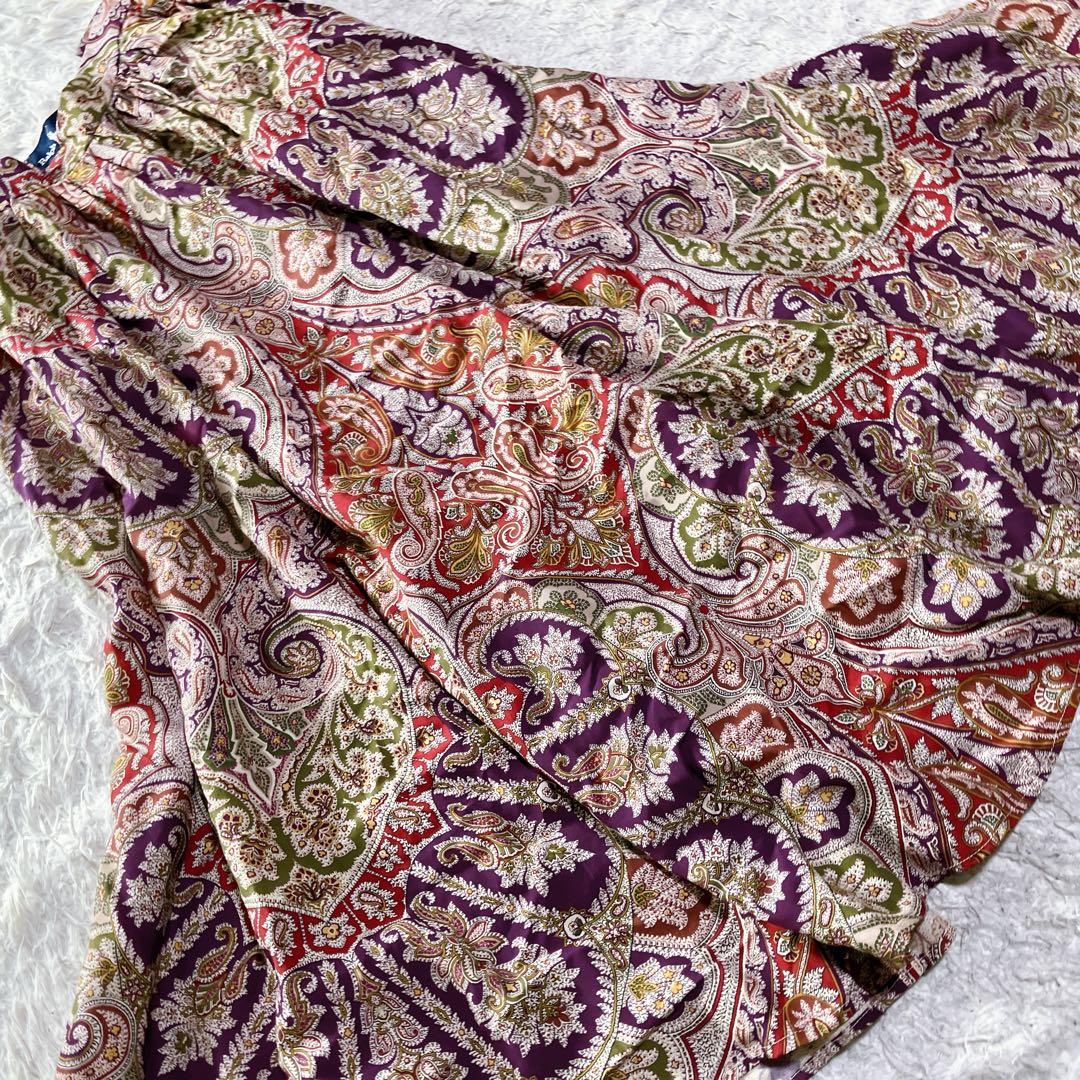 ラルフローレン ペイズリー柄 ボタニカル フレア ロングスカート