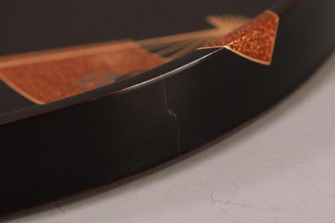 輪島塗 扇面金蒔絵 お櫃 はんがい 受け盆 お櫃台 会席 茶懐石 ② BJ081