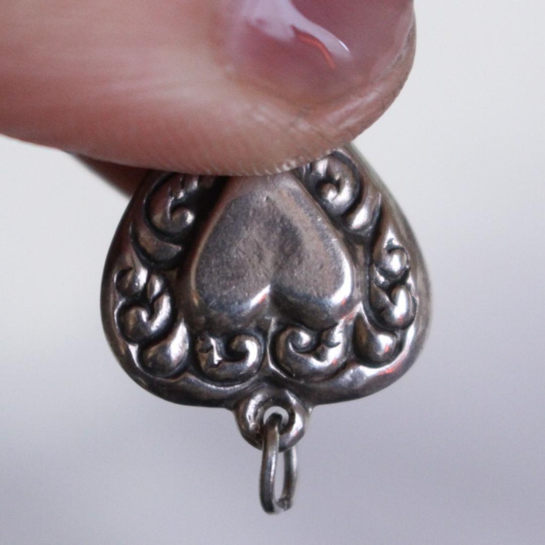 40s スウィートハートジュエリー WW2 シルバー チャーム 波 渦巻 唐草