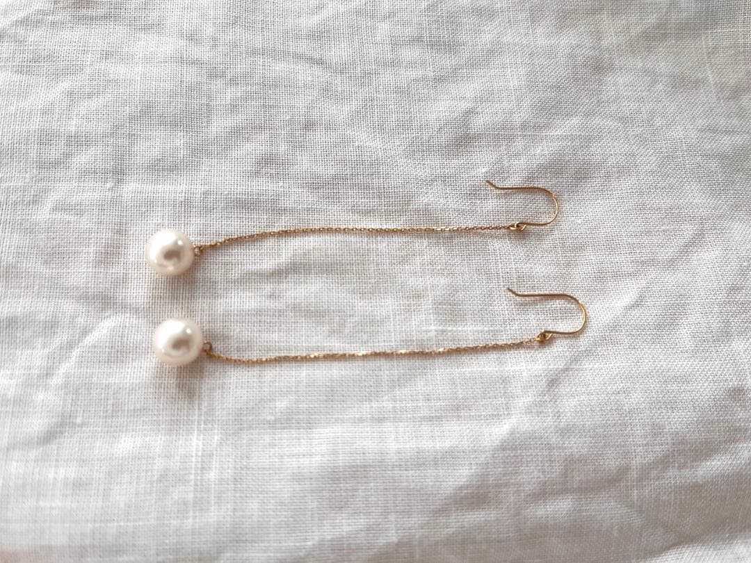 アコヤ真珠　パールピアス　8mm K18YG アメリカンピアス　18金 K18YG 7.5-8.0mm アコヤパール 3連 ラインピアス 送料無料 あこや